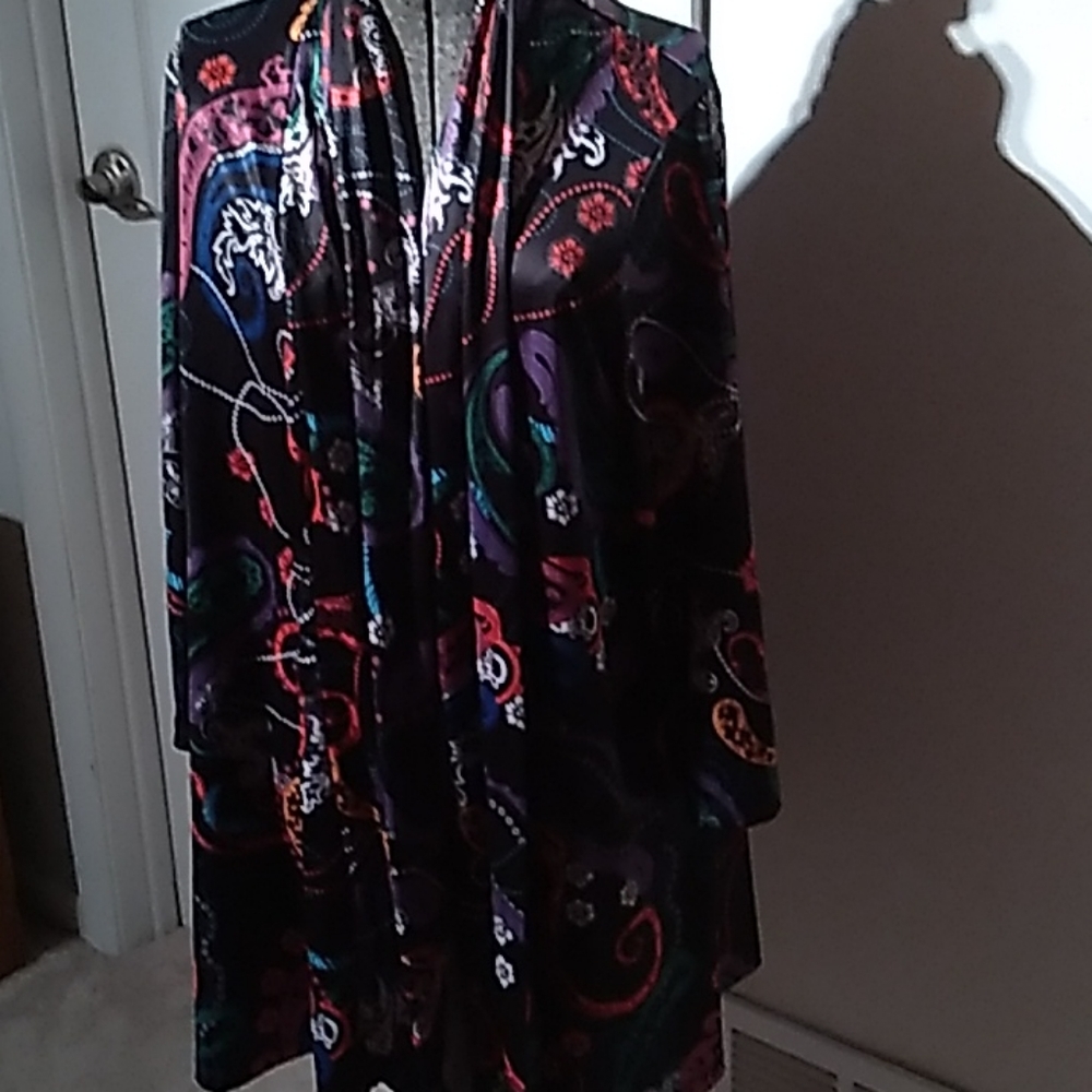 Slinky Brand Colorful 1X Open Front Cardigan
